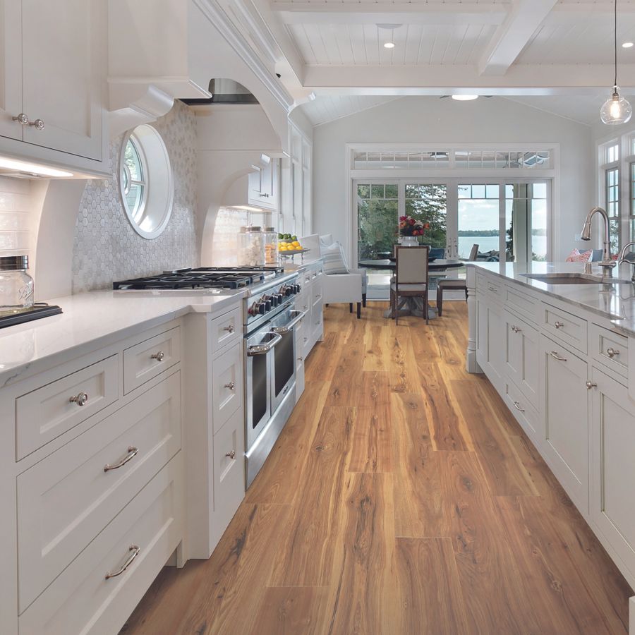 Laminate wood floors in a kitchen